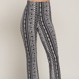 Women's Waist Elastic Slim Flare Print Pants